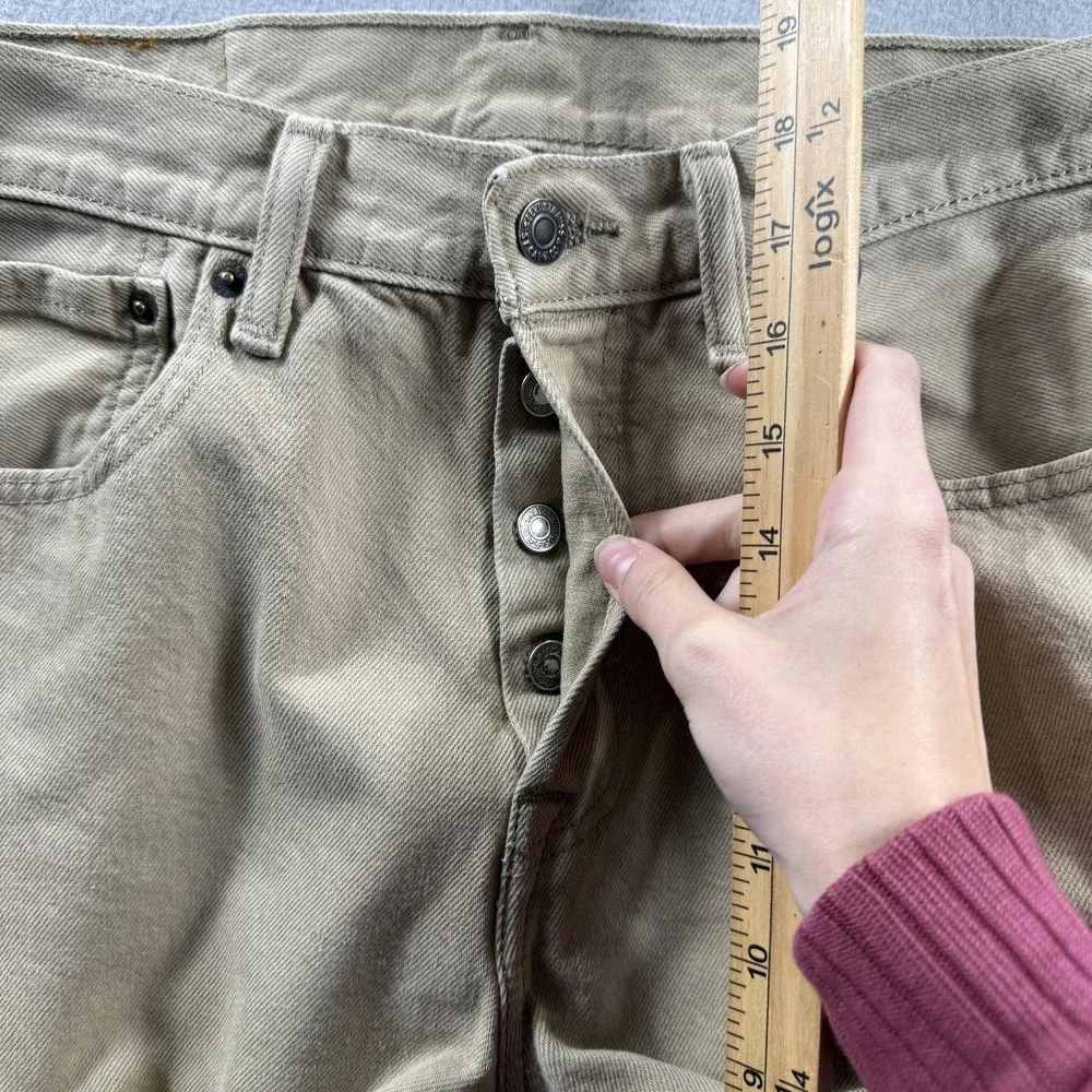 Levis 501 Jeans Mens 29x30 Beige Khaki Straight Leg Denim Button Fly Casual